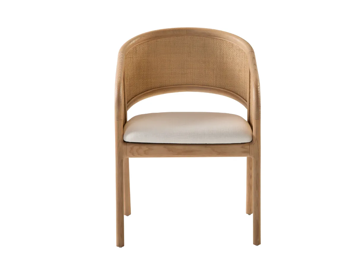 JoJo Fletcher Pauline Oak & Natural Cane Barrel Dining Chair