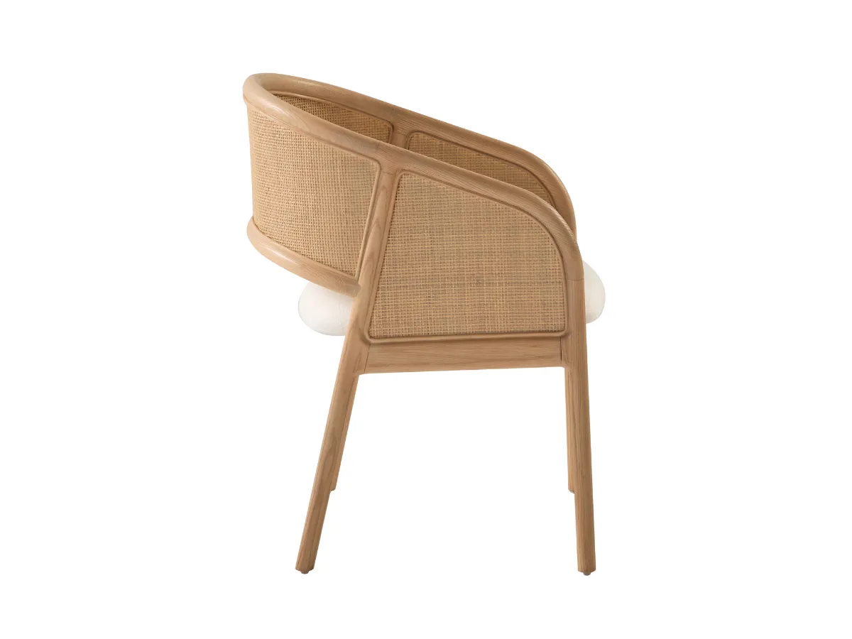 JoJo Fletcher Pauline Oak & Natural Cane Barrel Dining Chair