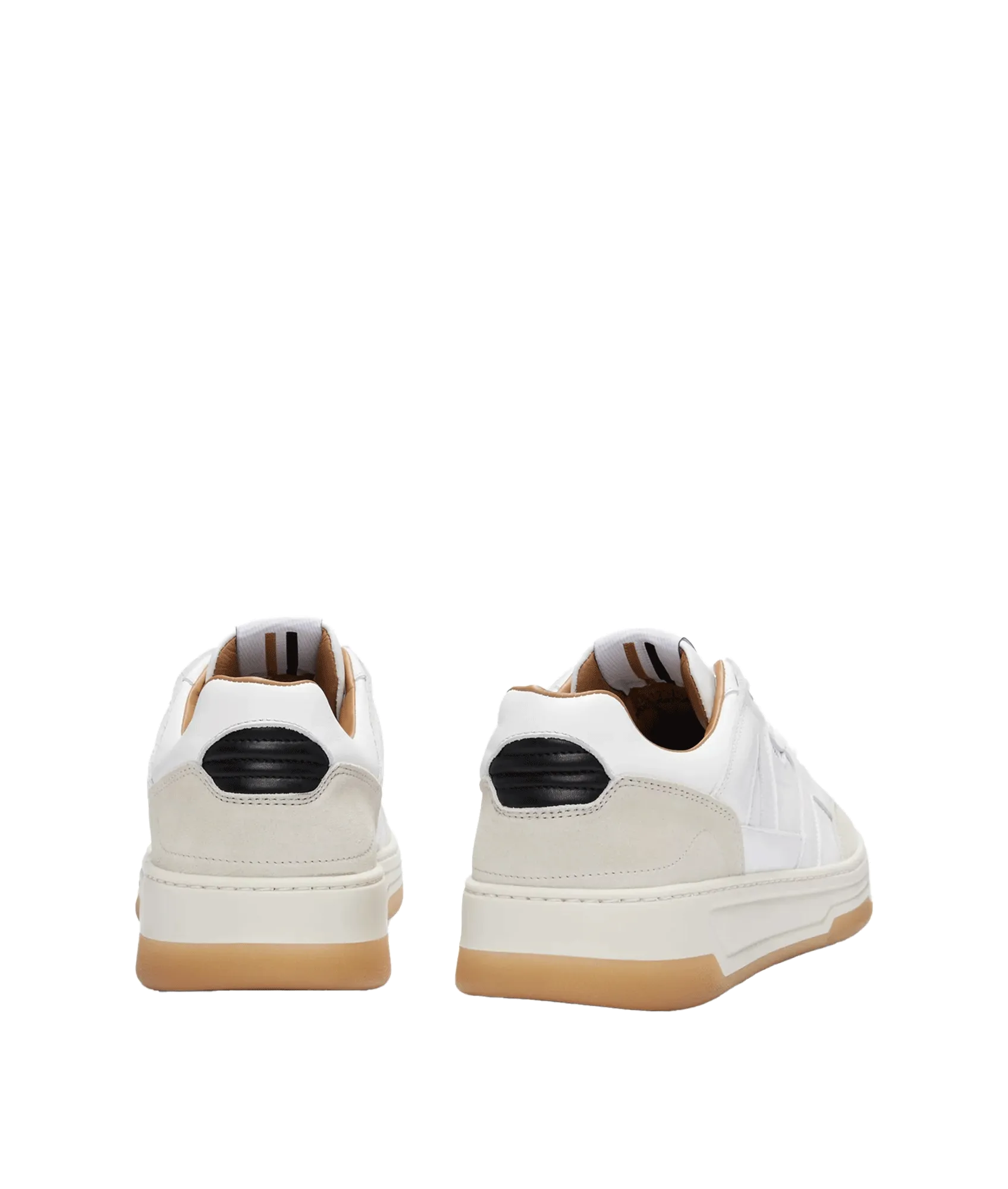 Leather and Suede Trainers With Signature Stripe and Logo - White