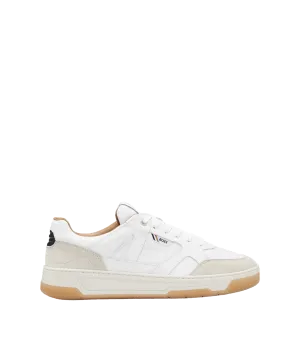 Leather and Suede Trainers With Signature Stripe and Logo - White