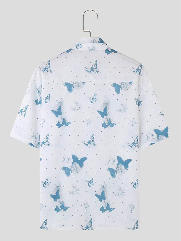 Mens Butterfly Print Short Sleeve Shirt SKUK66763