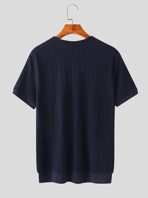 Mens Cable Knit Short Sleeve Shirt SKUK66769