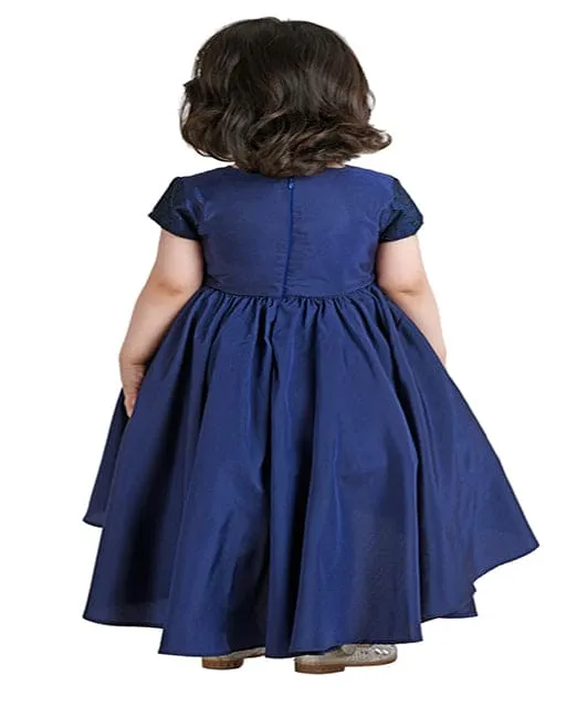 Navy A-symmetric Cape Sleeve Dress