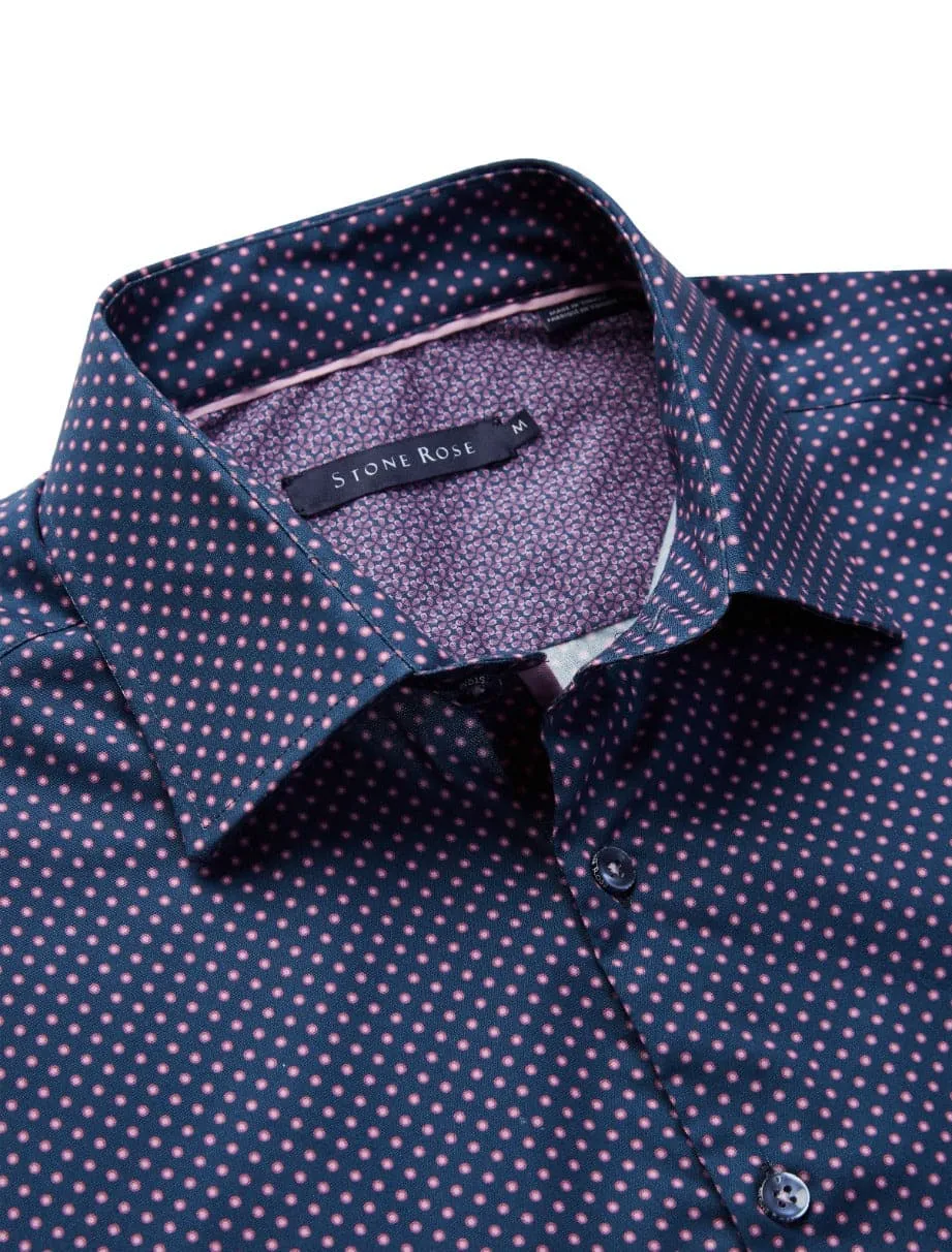 Navy Polka Dot Short Sleeve Shirt