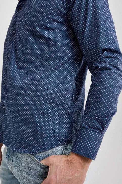 Navy Polka Dot Short Sleeve Shirt