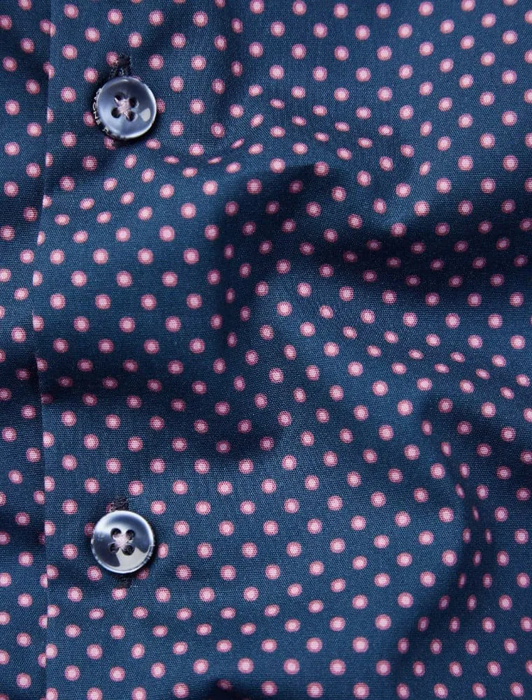 Navy Polka Dot Short Sleeve Shirt