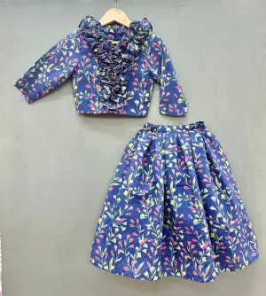 Pre-Order:  Blue Floral Co-ord Set with ruffles