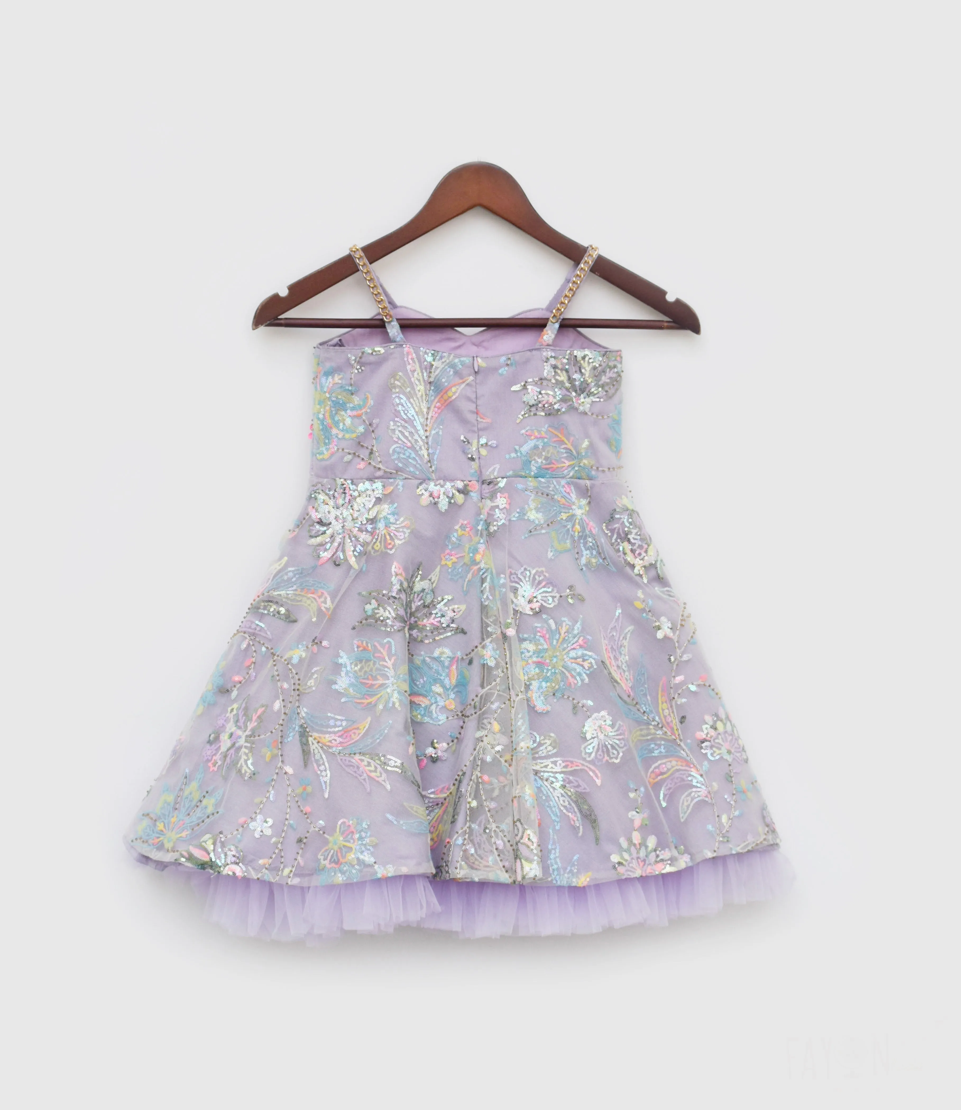 Pre Order: Lilac Sequins Embroidery Dress