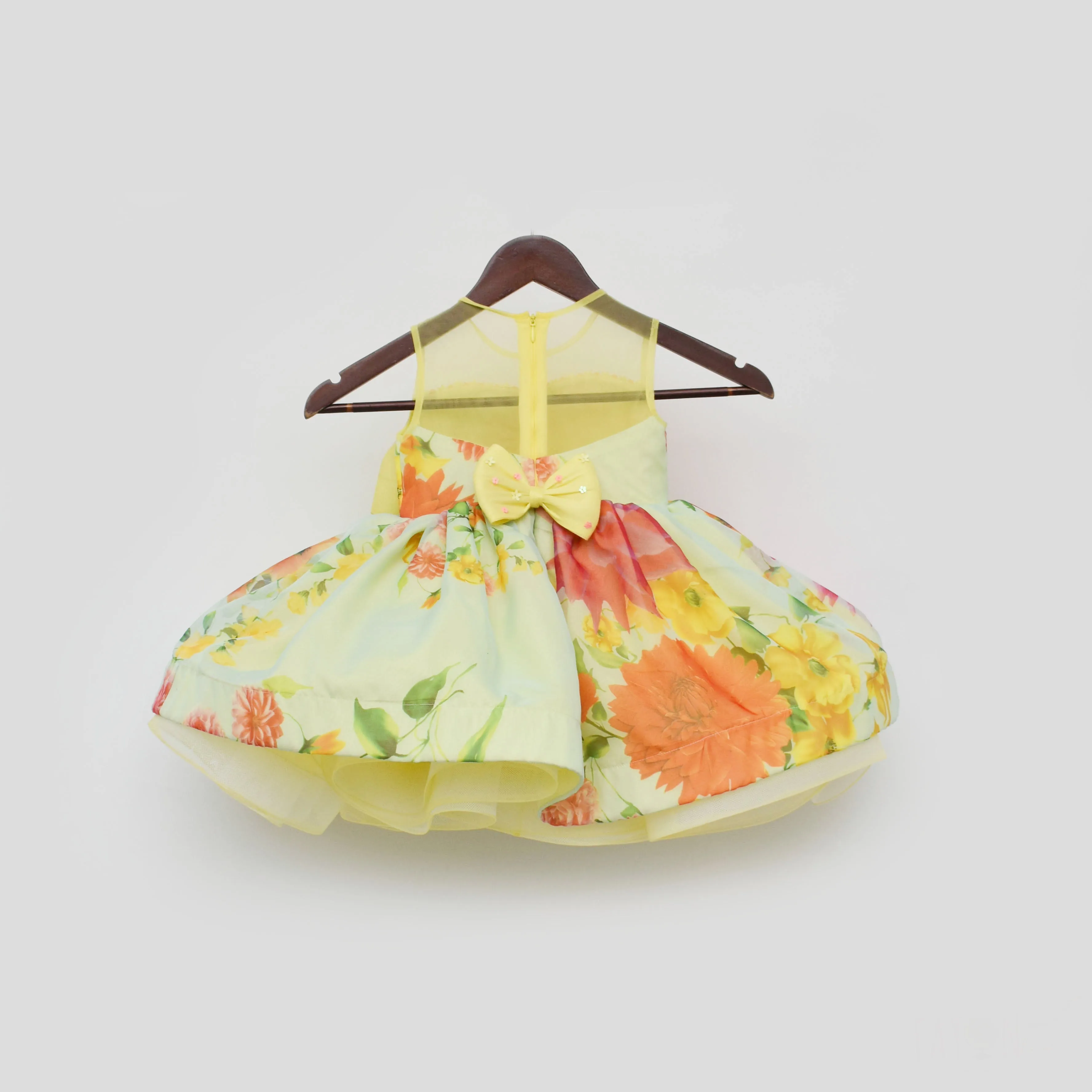 Pre Order: Yellow and Blue Organza Print Dress