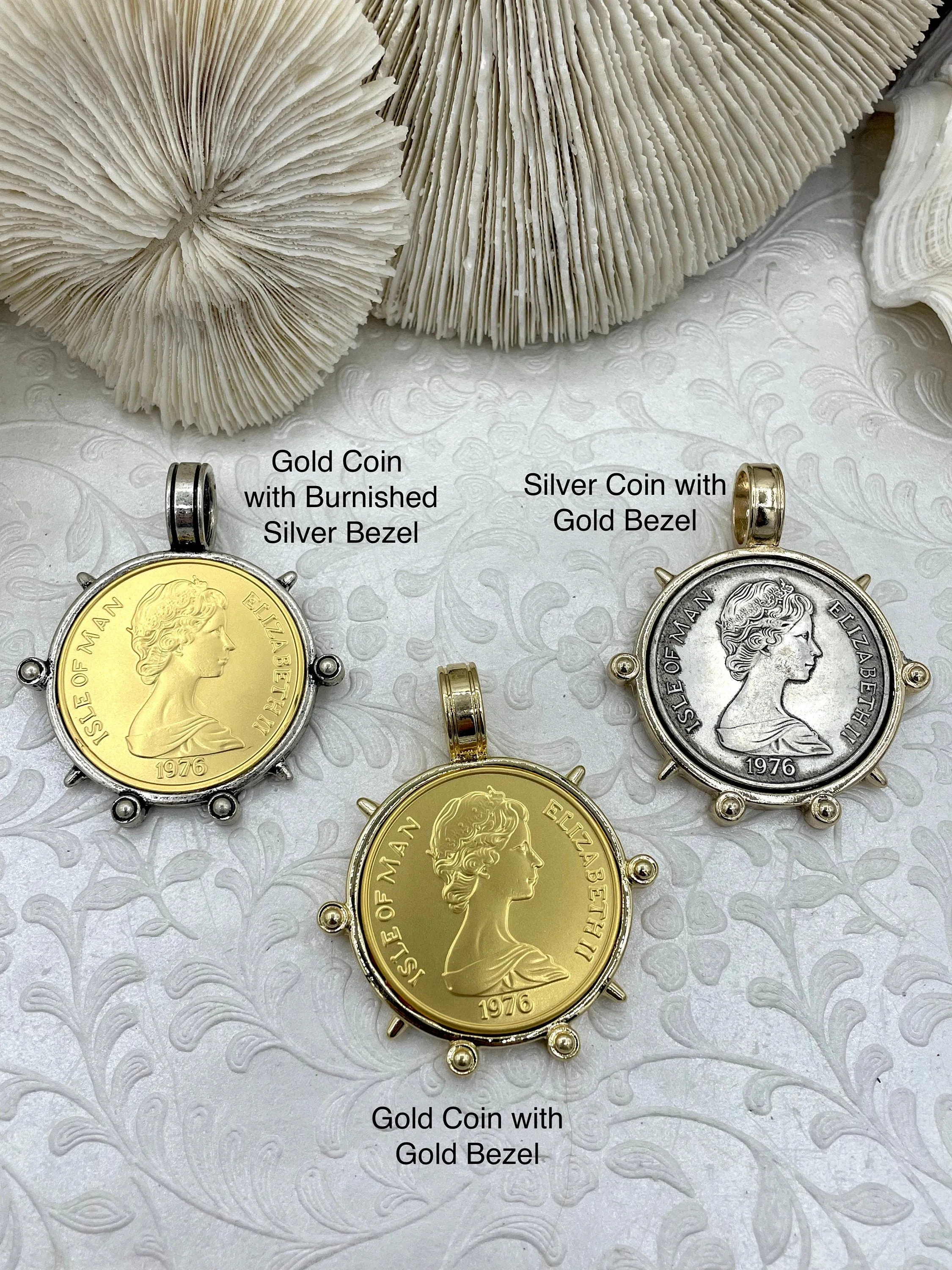 Queen Elizabeth II Coin Pendant, Royal Pendant, Queen Pendant, Coin Bezel, Royal coin, Queen Elizabeth II Coin, 3 Styles. Fast Ship