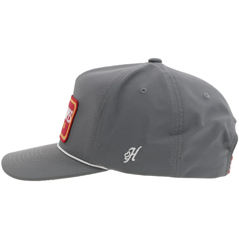 "CR105" Cactus Ropes Hat Grey w/ Red/White Patch