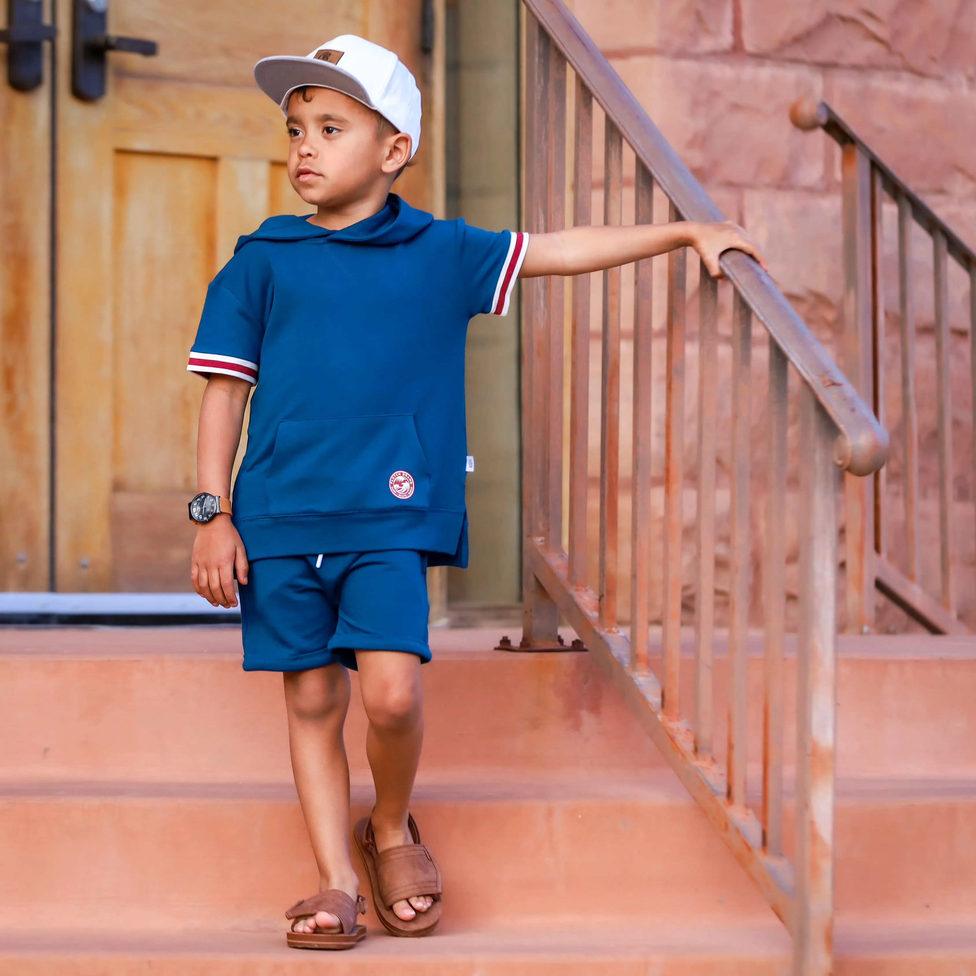 Red White and Snooze Hoodie Shorts Lounge Set