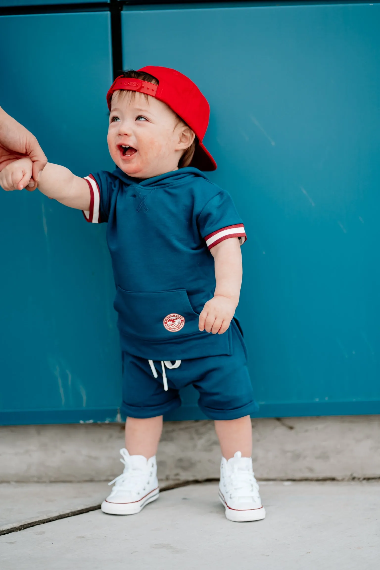 Red White and Snooze Hoodie Shorts Lounge Set