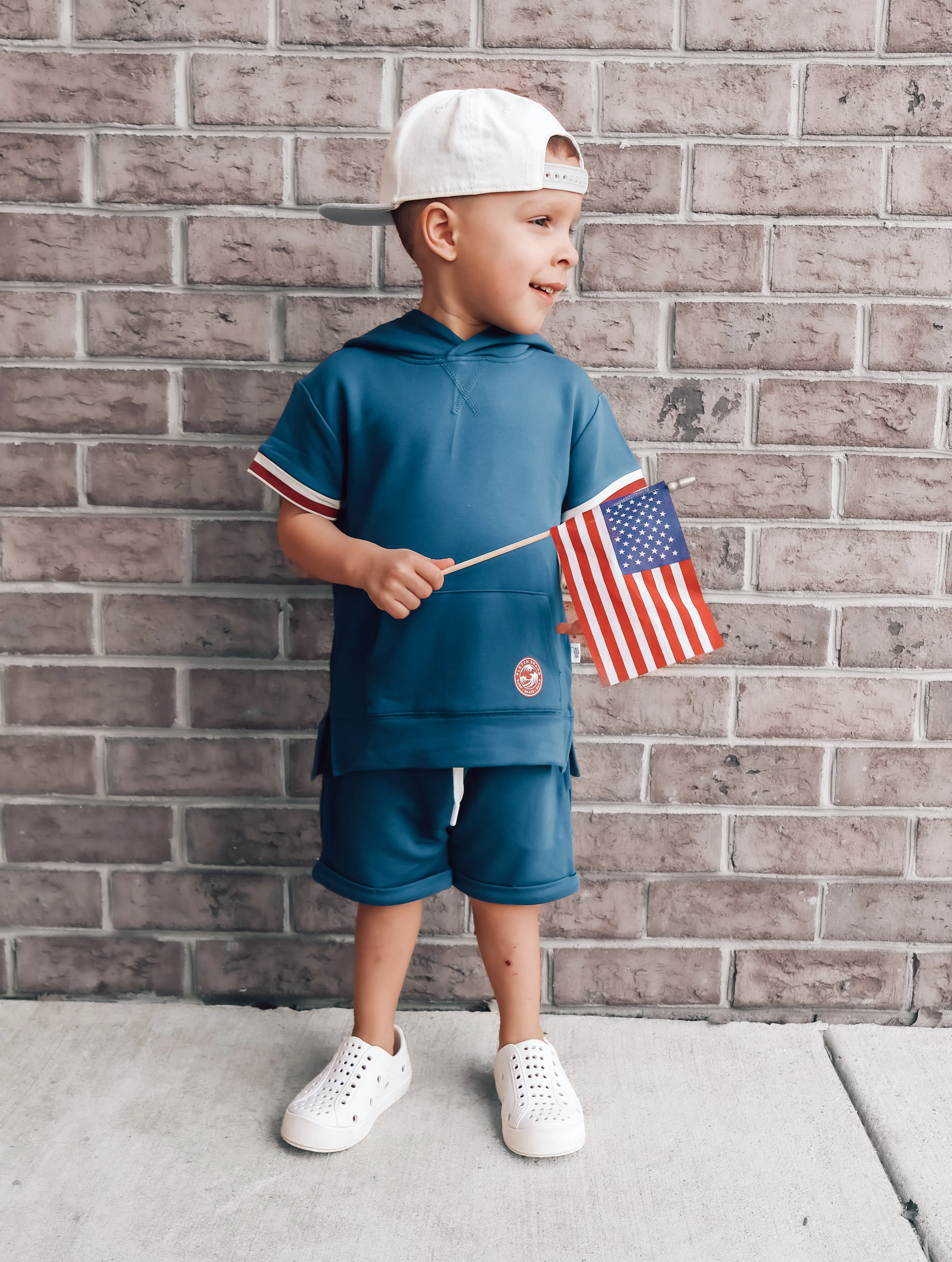 Red White and Snooze Hoodie Shorts Lounge Set