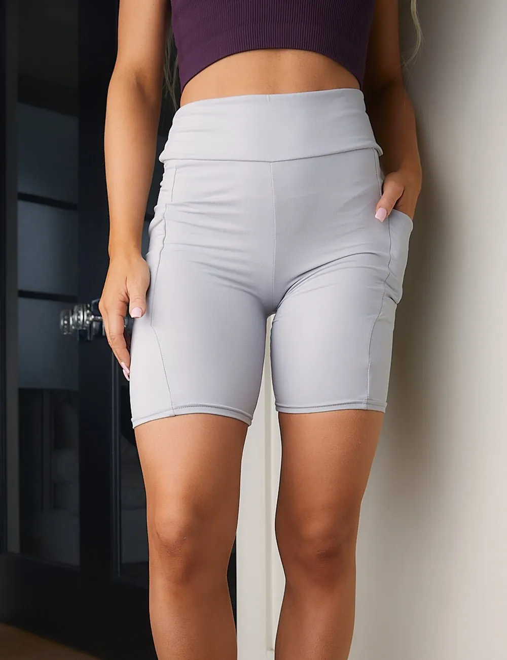 SA Exclusive Light Gray Solid Biker Shorts