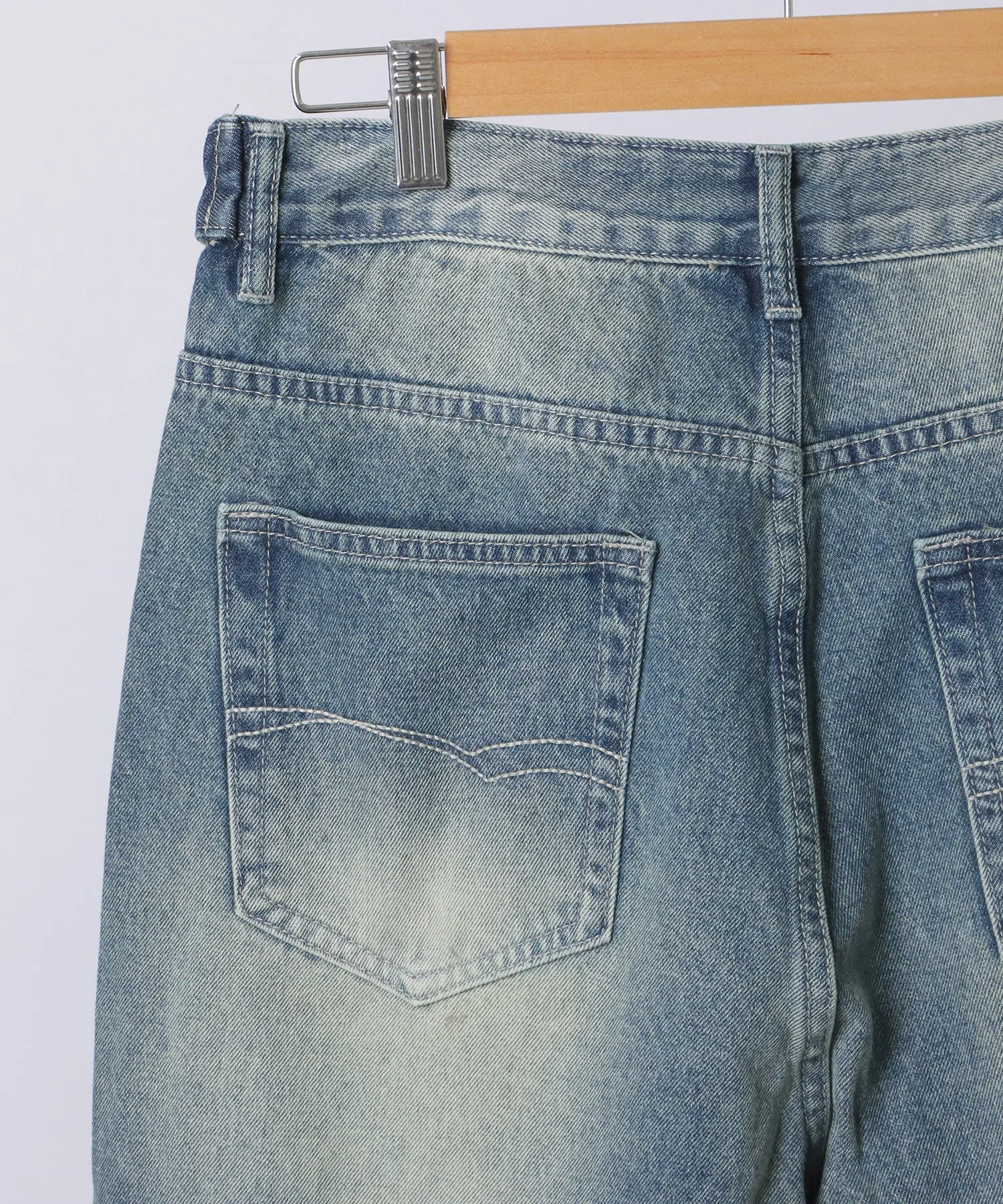 side button high waist wide denim