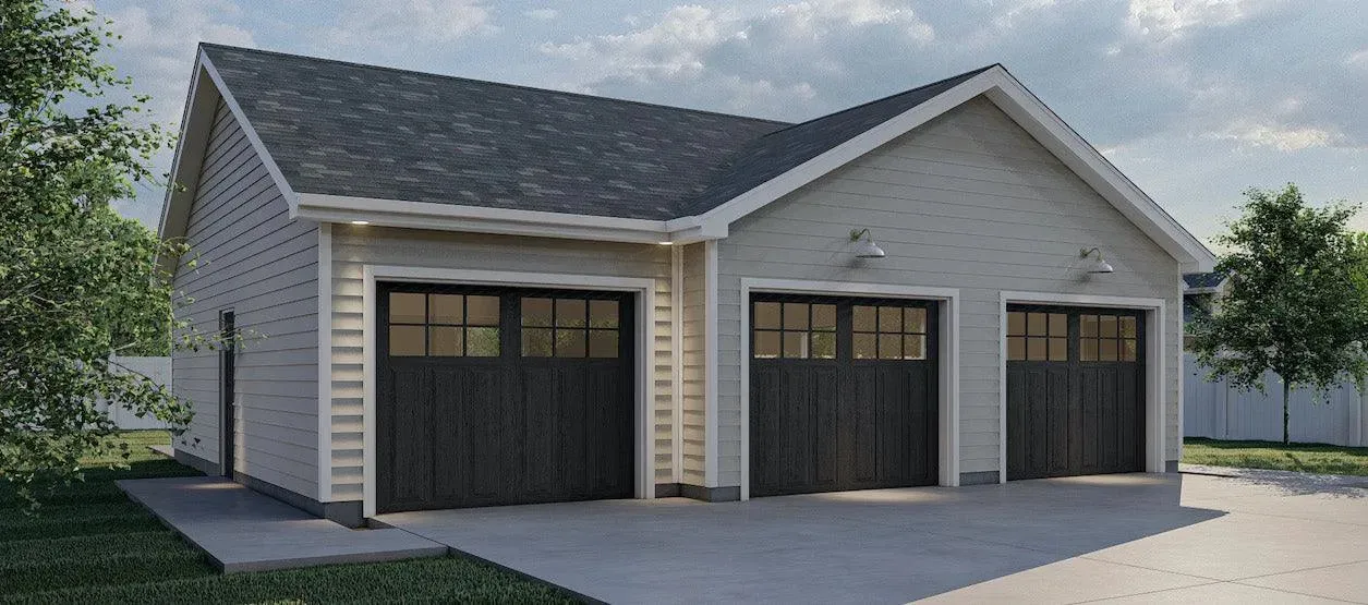 Spacious 3-Bay Front-Loading Garage Plan with Ample Storage