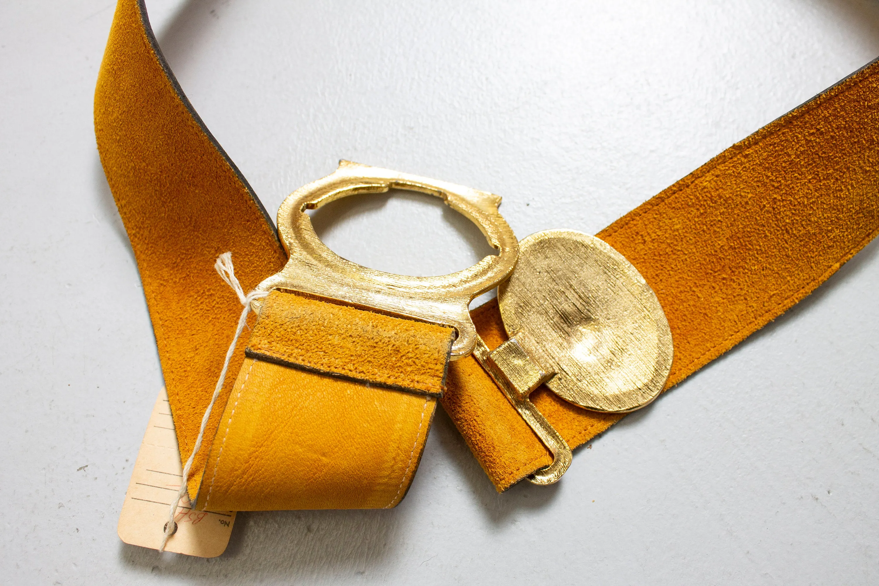 Vintage Suede Belt Deadstock NOS Boho 1970s Large