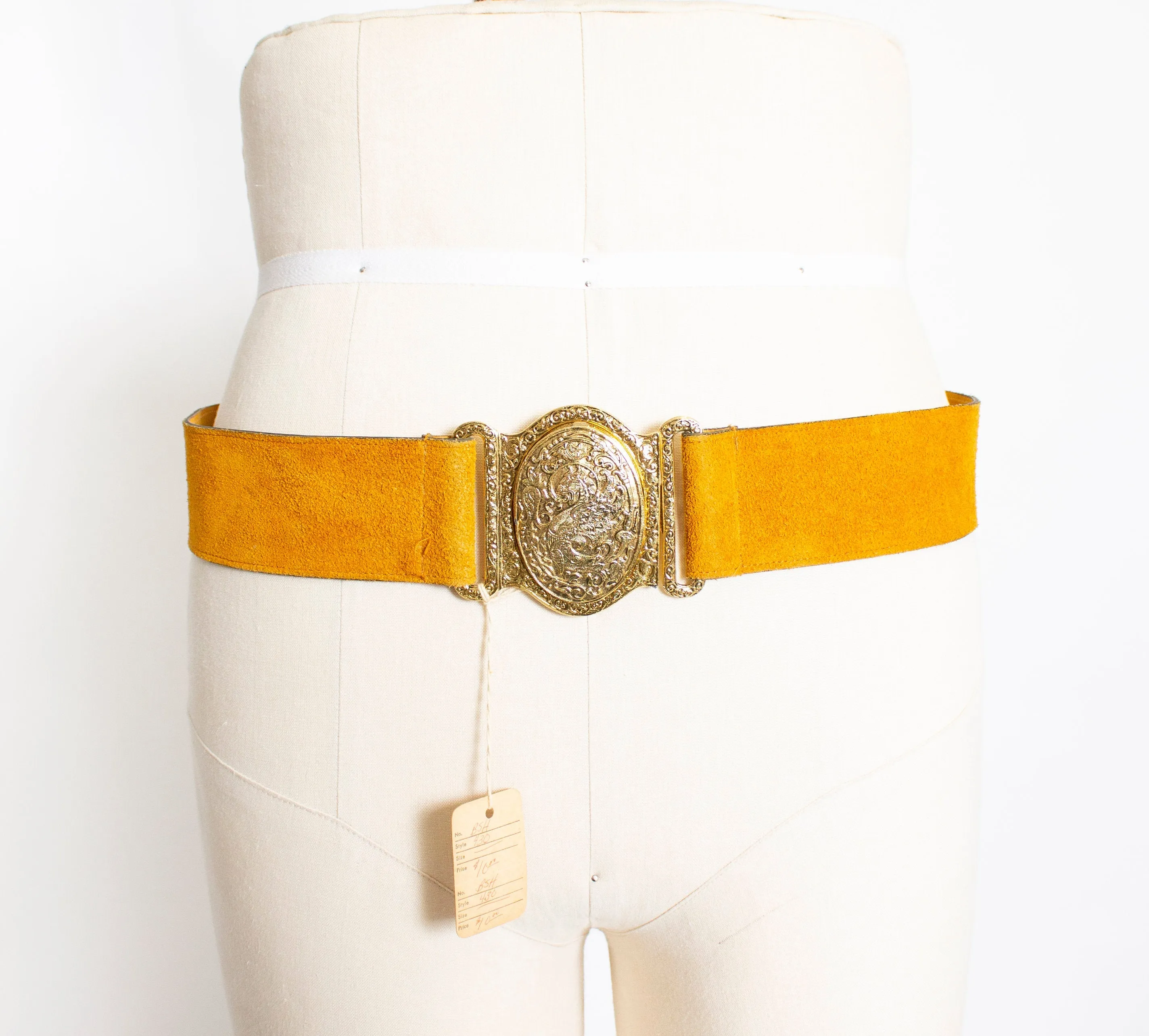 Vintage Suede Belt Deadstock NOS Boho 1970s Large